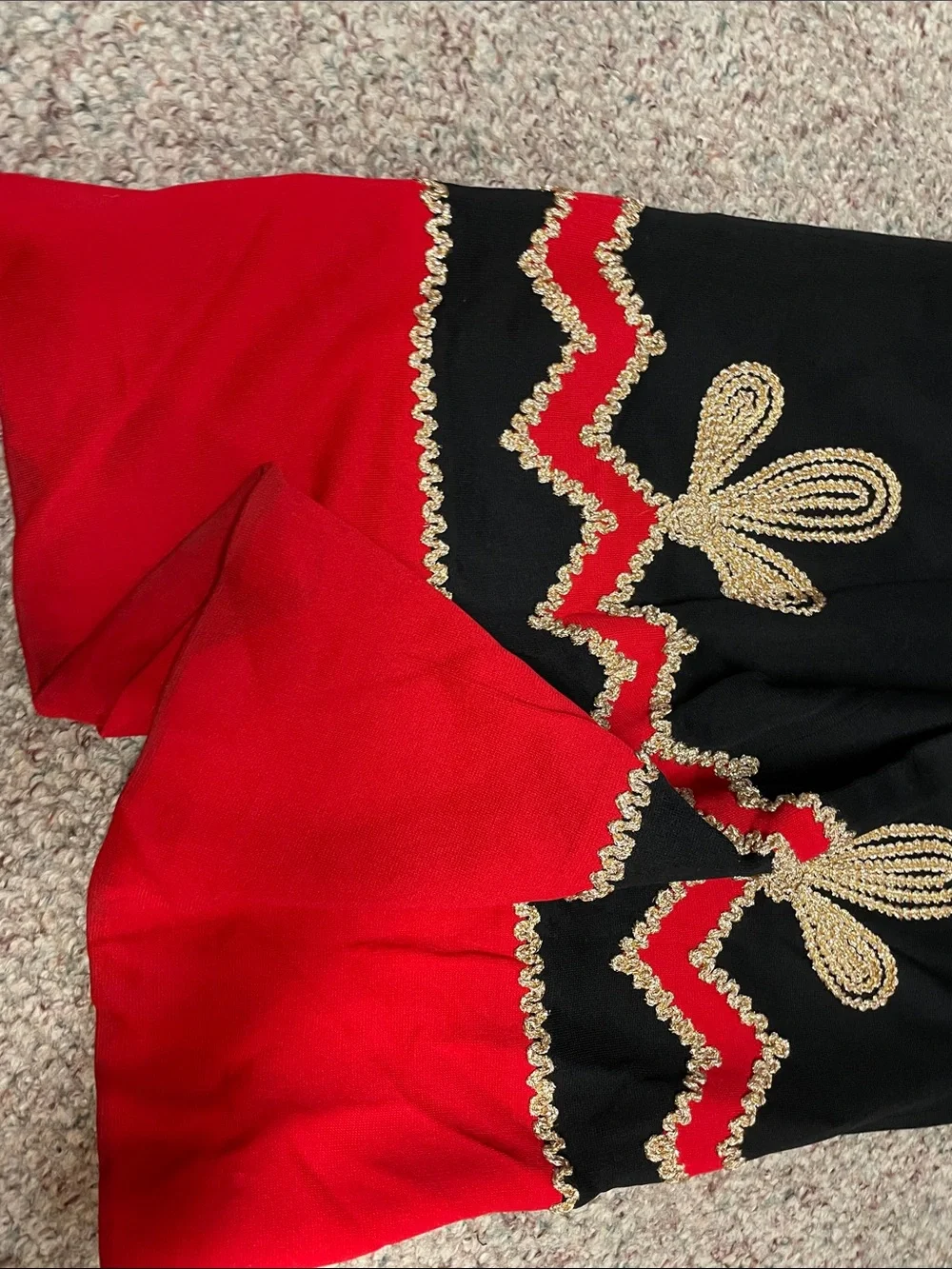 Vintage 60s/70s Black/Red/gold ribbon Maxi gown Dress - Women's Long Sleeve - Picture 10 of 10
